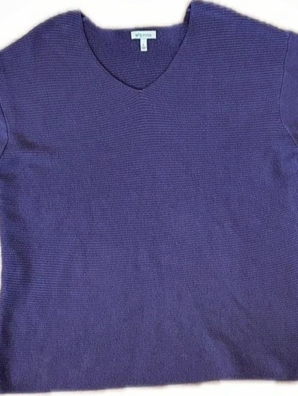 ella moss Soft Ribbed V-Neck Sweater Purple Large